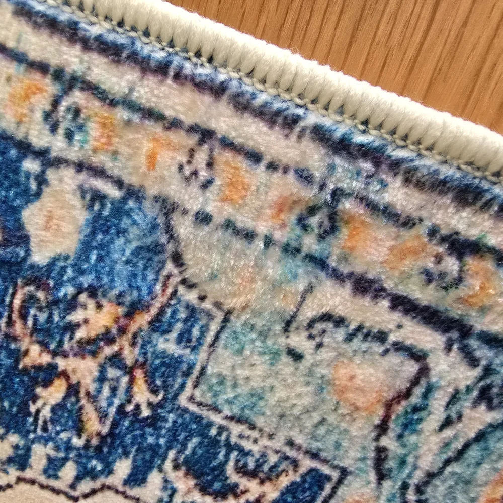 Blue and Cream Patterned Rug Set